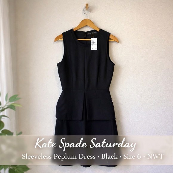 kate spade Dresses & Skirts - Kate Spade Saturday Sleeveless Peplum Dress Black Size 6 NWT